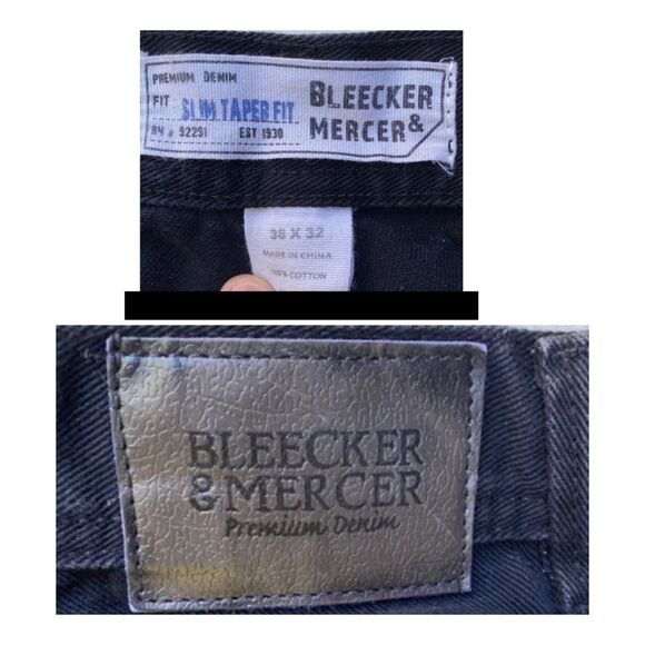 Bleecker & Mercer Black distressed moto grunge Slim Taper Fit  jeans Sz 38 x 31 - Picture 10 of 10